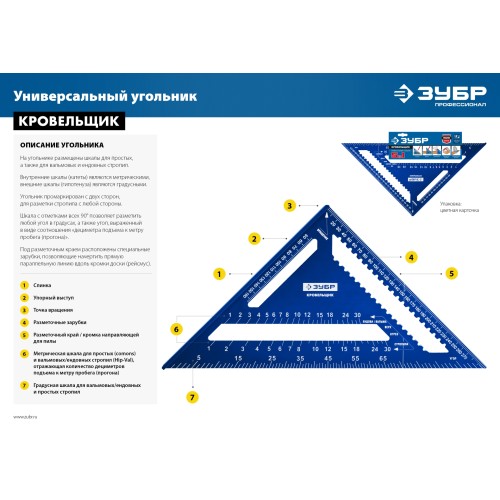 ЗУБР Кровельщик, 180 мм, 5-в-1, универсальный кровельный угольник, Профессионал (34391-18)