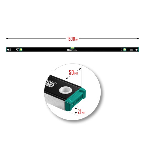 KRAFTOOL 1500 мм, с зеркальным глазком, уровень (34781-150)