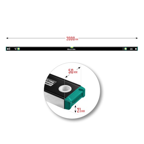 KRAFTOOL 2000 мм, с зеркальным глазком, уровень (34781-200)