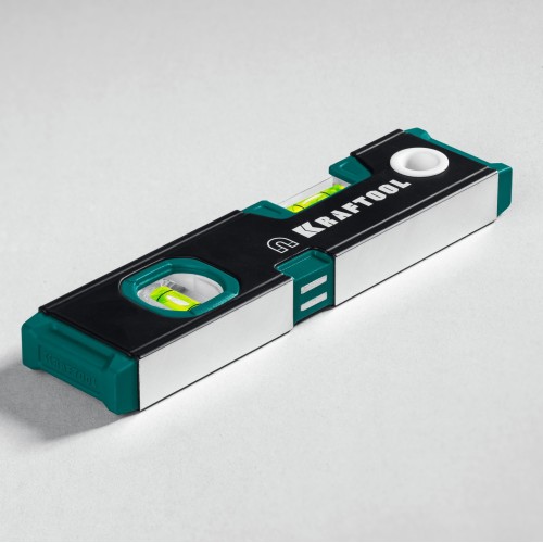 KRAFTOOL KOMPAKT-200, 200 мм, усиленный профиль, с зеркальным глазком, компактный магнитный уровень (34782)