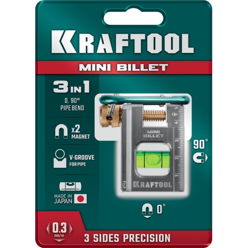 KRAFTOOL BILLET-5 MINI, 50 мм, брусковый магнитный уровень (34791)