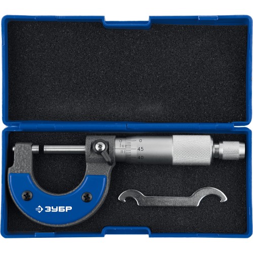 ЗУБР 0 - 25 мм, гладкий механический микрометр, Профессионал (34480-25)