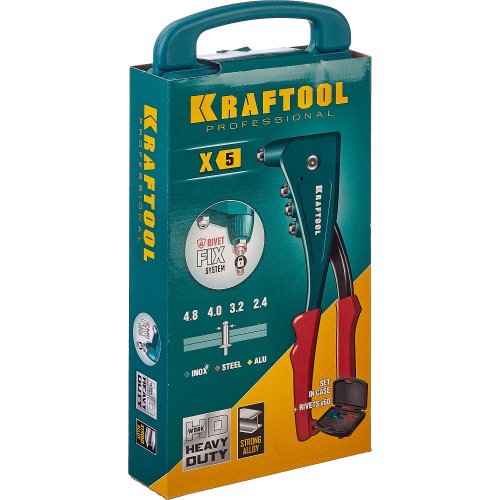 KRAFTOOL X-5F, 2.4 - 4.8 мм, удержание заклепки, литой заклепочник в кейсе (31173-H6)