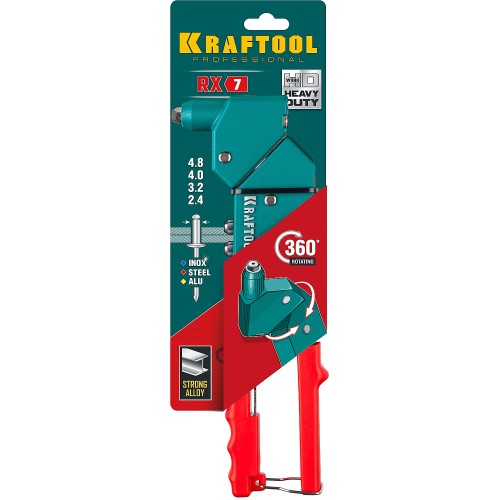 KRAFTOOL RX-7, 360°, 2.4 - 4.8 мм, литой поворотный заклепочник (31176)