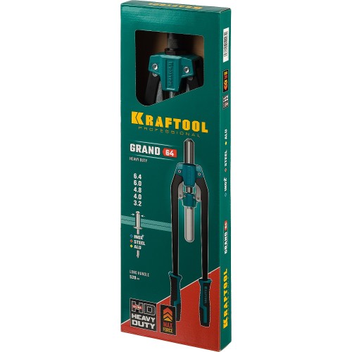 KRAFTOOL GRAND-64, 3.2 - 6.4 мм, 520 мм, усиленный двуручный заклёпочник (311791)