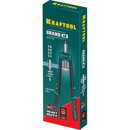 KRAFTOOL GRAND-48, 2.4 - 4.8 мм, 410 мм, усиленный двуручный заклёпочник (31175)