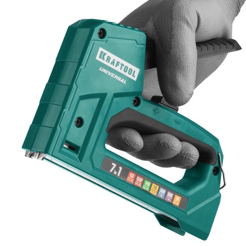 KRAFTOOL Universal, 7-в-1: 53 (A/10/JT21) 23GA (6 - 14 мм)/140 (G/11/57) 20GA (8 - 14 мм)/13/53F/36/500, универсальный легкий степлер (31524)