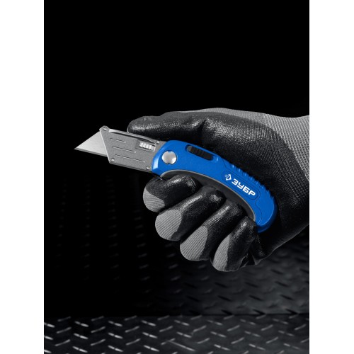 ЗУБР Компакт-2-А24, технический, универсальный складной нож 2-в-1 с трапециевидным лезвием (09227)