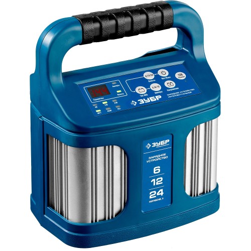 ЗУБР ЗУ-240, 6/12/24 В, 2-12 А, розетка 12 В, интеллектуальное зарядное устройство для аккумуляторов, Профессионал (59305)