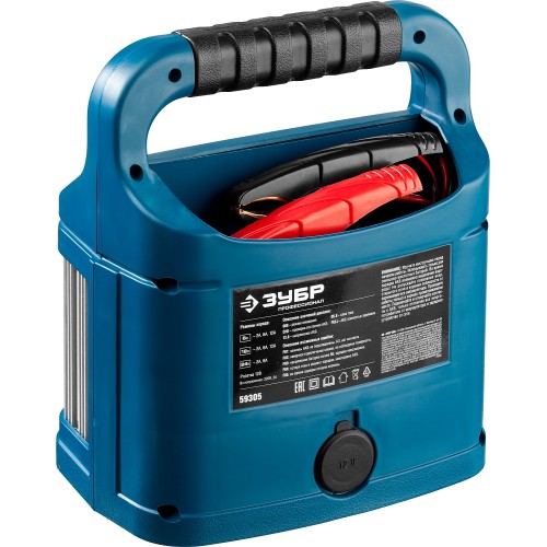 ЗУБР ЗУ-240, 6/12/24 В, 2-12 А, розетка 12 В, интеллектуальное зарядное устройство для аккумуляторов, Профессионал (59305)