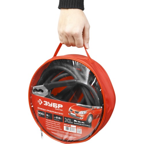 ЗУБР 400 А, 3 м, пусковые морозостойкие провода (59330-400-3)