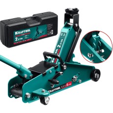 KRAFTOOL S-PIN, в кейсе 2.5 т, 140 - 385 мм, с увеличенным подъемом и фиксатором, подкатной домкрат (43457-2.5-K)