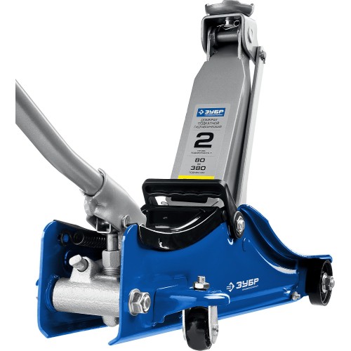 ЗУБР Т-55, 2 т, 80 - 380 мм, подкатной домкрат с увеличенным подъемом и низким подхватом, Профессионал (43058-2)