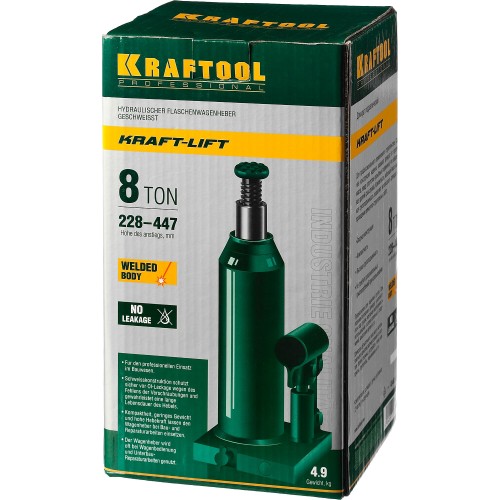 KRAFTOOL KRAFT-LIFT, 8 т, 230 - 457 мм, бутылочный гидравлический домкрат (43462-8)