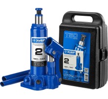 ЗУБР 2 т, 180 - 347 мм, бутылочный гидравлический домкрат в кейсе, Профессионал (43060-2-K)