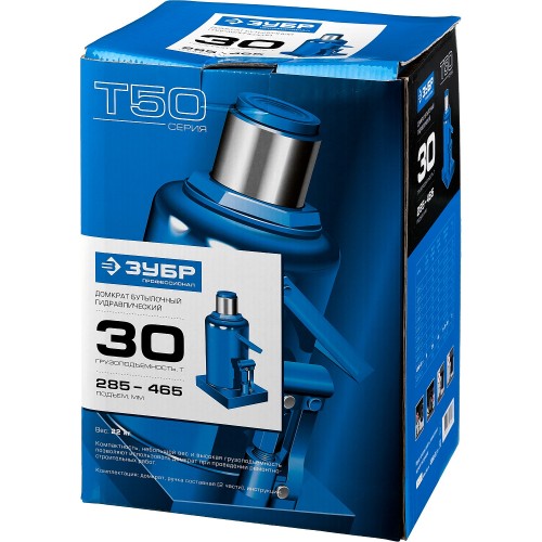 ЗУБР 30 т, 285 - 465 мм, бутылочный гидравлический домкрат, Профессионал (43060-30)