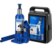 ЗУБР 4 т, 192 - 374 мм, бутылочный гидравлический домкрат в кейсе, Профессионал (43060-4-K)