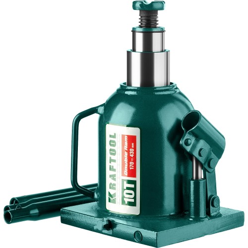 KRAFTOOL DOUBLE RAM, 10 т, 170 - 430 мм, с увеличенным подъемом, двухштоковый бутылочный домкрат (43463-10)