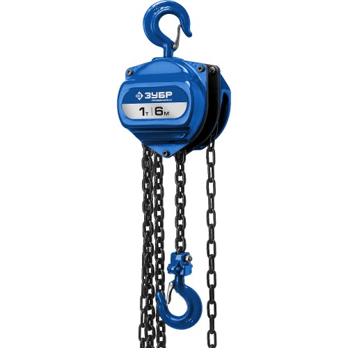 ЗУБР ТШ-1-6, 1 т, 6 м, ручная цепная шестеренная таль, Профессионал (43082-1)