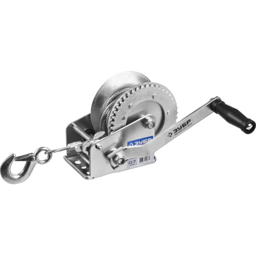 ЗУБР 0.7 т, 8 м, ручная барабанная тяговая тросовая лебедка, Профессионал (43113-0.7)