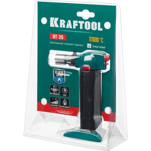 KRAFTOOL BT-25, 1100°С, автономная газовая горелка с пьезоподжигом (55507)