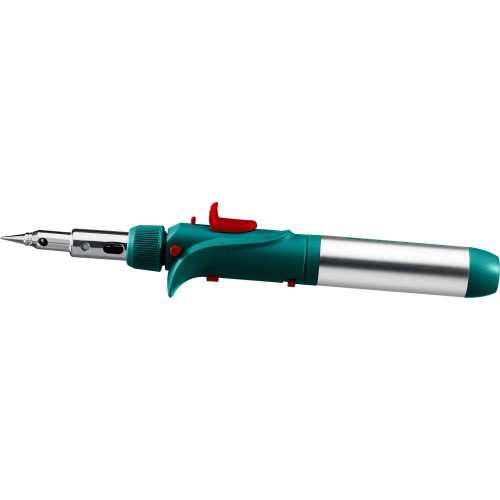 KRAFTOOL SolderGas, 120 K, 30 - 120 Вт, 1300°С, горелка, фен, пьезоподжиг, набор 10 в 1, газовый паяльник (55503-H10)