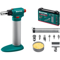 KRAFTOOL Multi torch, 30 - 150 Вт, 1300°С, набор 8 в 1: горелка, фен, пьезоподжиг, газовый паяльник (55506-H8)