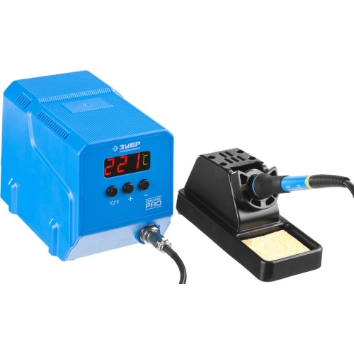 ЗУБР ПСН-60, 60 Вт, 50 - 480°C, керамический нагреватель, низкотемпературная паяльная станция цифровая, Профессионал (55336)