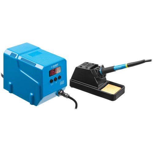 ЗУБР ПСН-60, 60 Вт, 50 - 480°C, керамический нагреватель, низкотемпературная паяльная станция цифровая, Профессионал (55336)