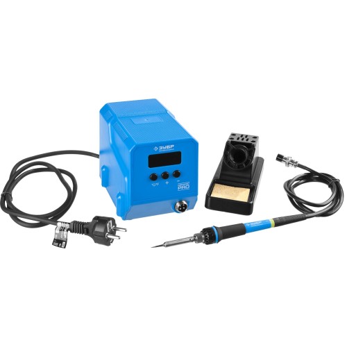 ЗУБР ПСН-60, 60 Вт, 50 - 480°C, керамический нагреватель, низкотемпературная паяльная станция цифровая, Профессионал (55336)