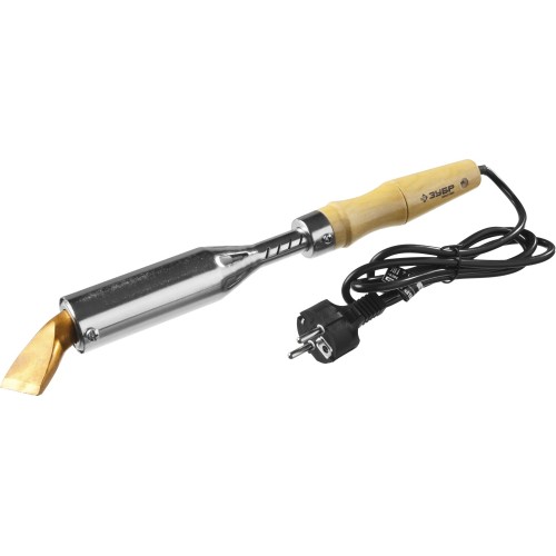 ЗУБР Ceramic PRO, 300 Вт, клин, высокомощный электропаяльник с деревянной рукояткой (55303-300)