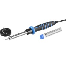 ЗУБР 60 Вт, в наборе: припой + подставка, 2к рукоятка, конус, керамический нагреватель, электропаяльник, Профессионал (55402-60)