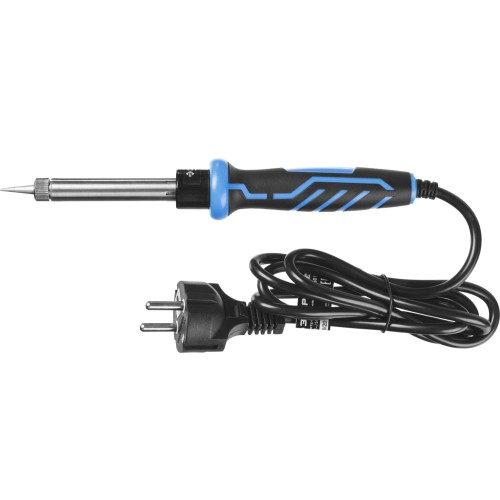 ЗУБР 60 Вт, в наборе: припой + подставка, 2к рукоятка, конус, керамический нагреватель, электропаяльник, Профессионал (55402-60)