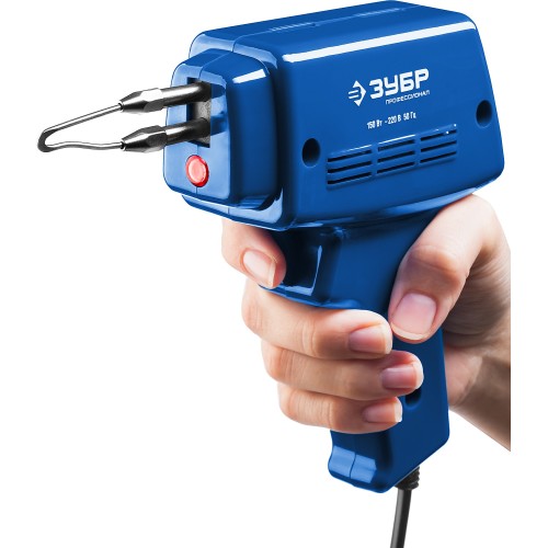 ЗУБР 150 Вт, в наборе: нагрев 6 сек., канифоль, припой, 2 сменных жала, импульсный паяльник, Профессионал (55412-H4)