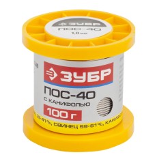 ЗУБР 100 г, 1 мм, трубка, ПОС 40, припой (55451-100-10C)