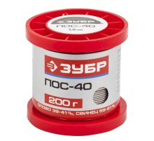 ЗУБР 200 г, 1 мм, проволока ПОС 40, припой (55451-200-10)