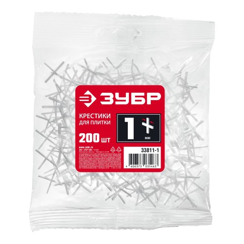 ЗУБР 1 мм, 200 шт, крестики для плитки (33811-1)
