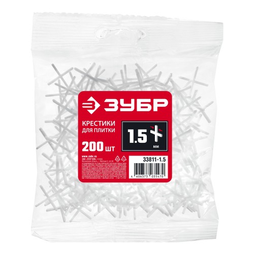 ЗУБР 1.5 мм, 200 шт, крестики для плитки (33811-1.5)