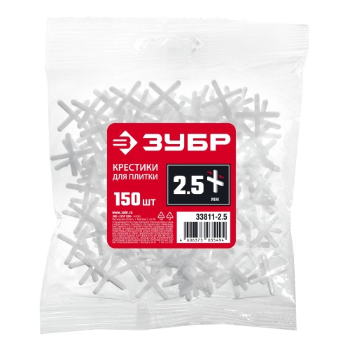 ЗУБР 2.5мм, 150 шт, крестики для плитки (33811-2.5)