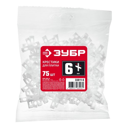 ЗУБР 6 мм, 75 шт, крестики для плитки (33811-6)