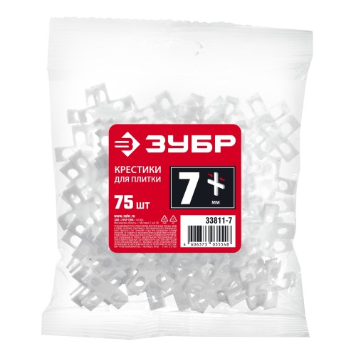 ЗУБР 7 мм, 75 шт, крестики для плитки (33811-7)