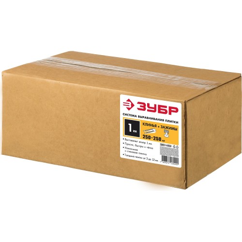ЗУБР СВП, комплект: 1,0 мм, зажим + клин, 250 + 250 шт, система выравнивания плитки (33851-H250)