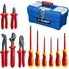 ЗУБР 12 предм., набор диэлектрического губцевого инструмента, Профессионал (2214-H12)