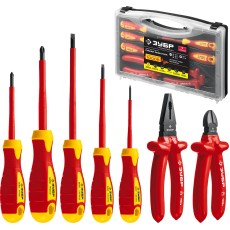 ЗУБР 7 предм., набор диэлектрического губцевого инструмента, Профессионал (2214-H7)