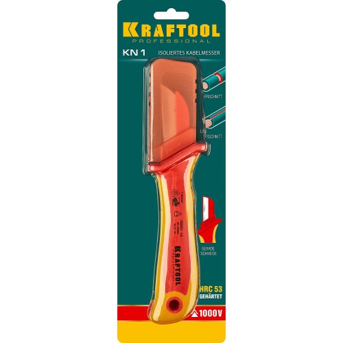 KRAFTOOL KN-1, 1000 В, прямой, диэлектрический нож электрика (45401)