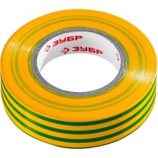 ЗУБР ЭЛЕКТРИК-20, 19 мм х 20 м, 6 000 В, желто-зеленая, не поддерживает горение, изолента ПВХ, Профессионал (1233-6)