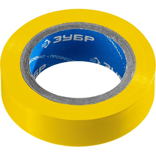 ЗУБР ЭЛЕКТРИК-10, 15 мм х 10 м, 6 000 В, желтая, не поддерживает горение, изолента ПВХ, Профессионал (1233-5)