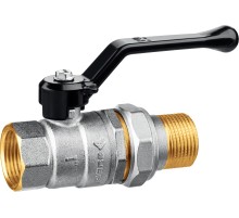 ЗУБР d 1″, ручка-рычаг, ″мама-папа″, полнопроходной шаровой кран с накидной гайкой (51320-1)