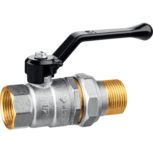 ЗУБР d 1/2″, ручка-рычаг, ″мама-папа″, полнопроходной шаровой кран с накидной гайкой (51320-1/2)