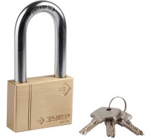 ЗУБР 60 мм, удлиненная дужка, латунный корпус, навесной замок (37299-60-1)